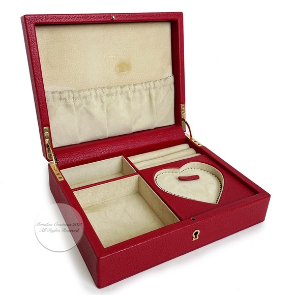 Coach Jewelry Box Red Leather Trinket Case Valet Vintage 90s Rare SLG HTF - Picture 5 of 10